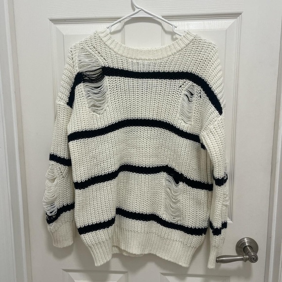 Forever 21 Sweaters - Forever 21 Cream and Black Striped Sweater